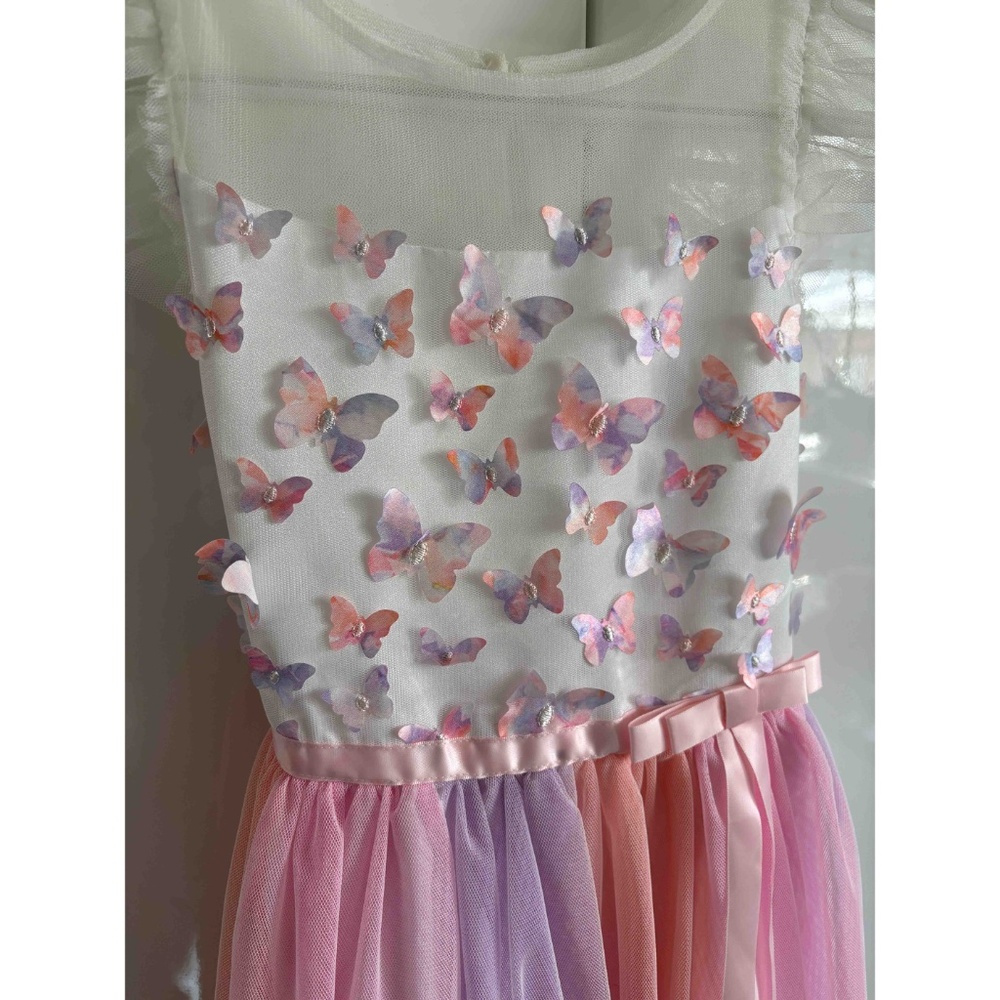 Pink Butterfly Ruffle Dress - Picture 3 of 5
